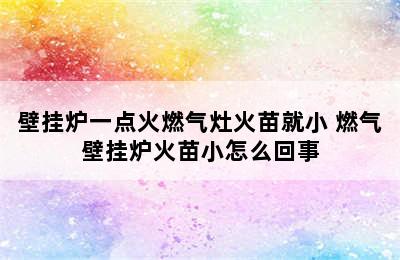 壁挂炉一点火燃气灶火苗就小 燃气壁挂炉火苗小怎么回事